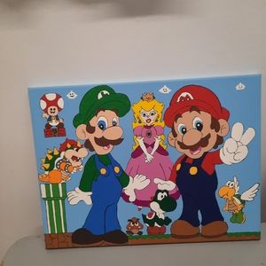 Hand Painted Mario & Friends Canvas Painting